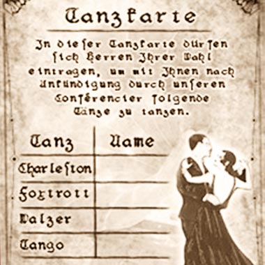 Dance card waltz tango