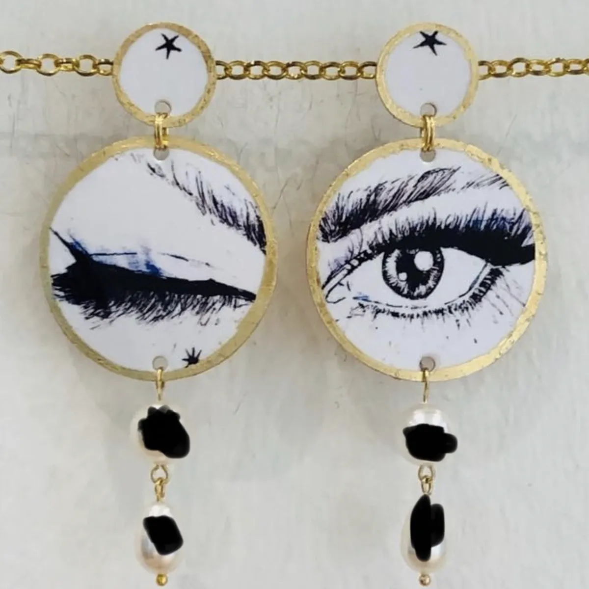 Gina Anders Ohrringe Augen Weiss